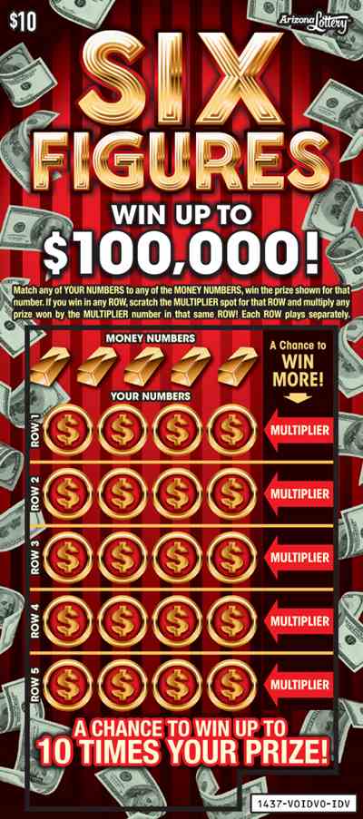 Six Figures scratchcard - game number #1437 - front