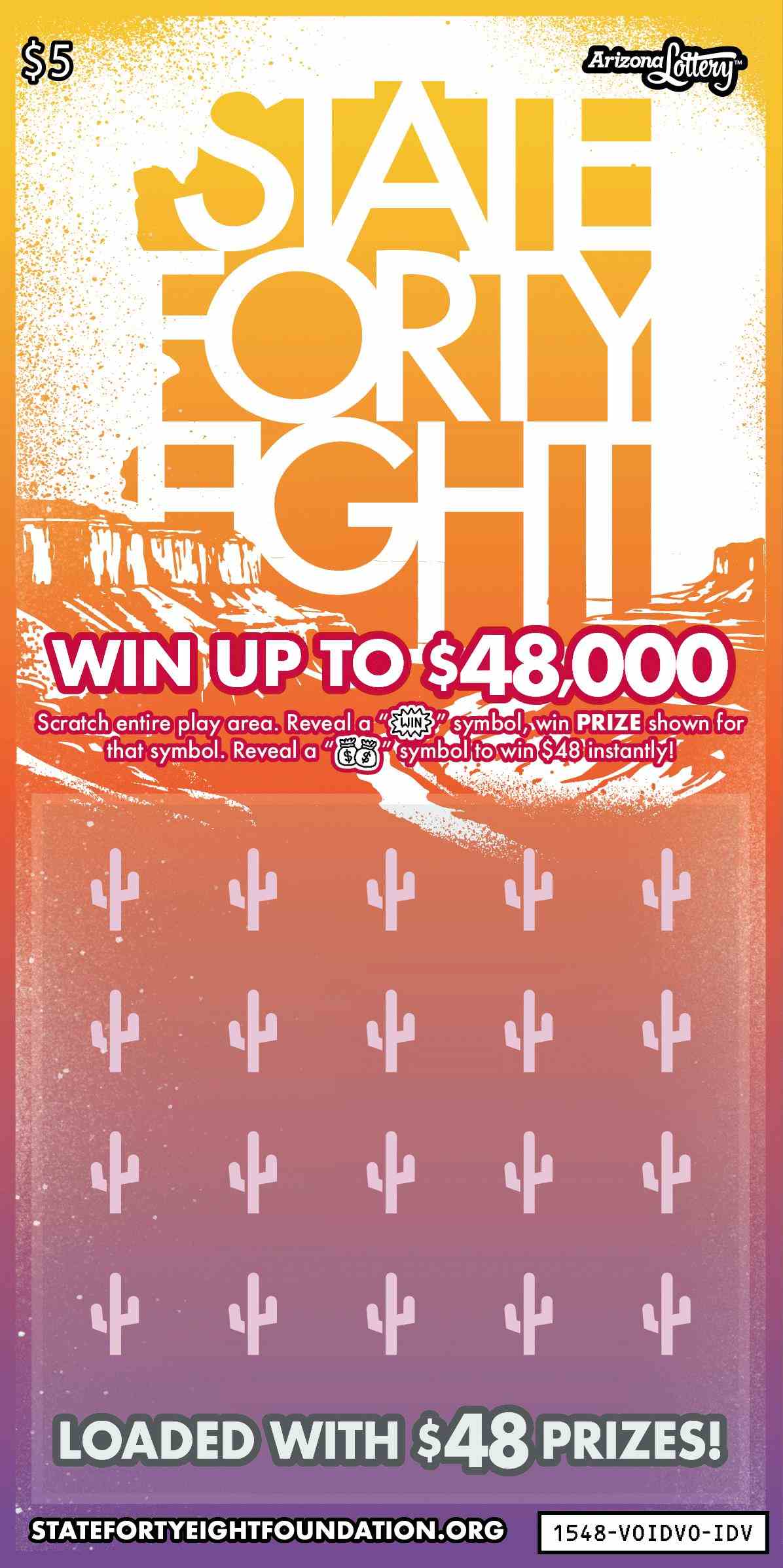 State Forty Eight scratchcard - game number #1548 - front