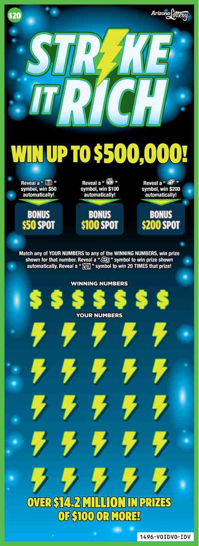 Strike It Rich scratchcard - game number #1496 - front