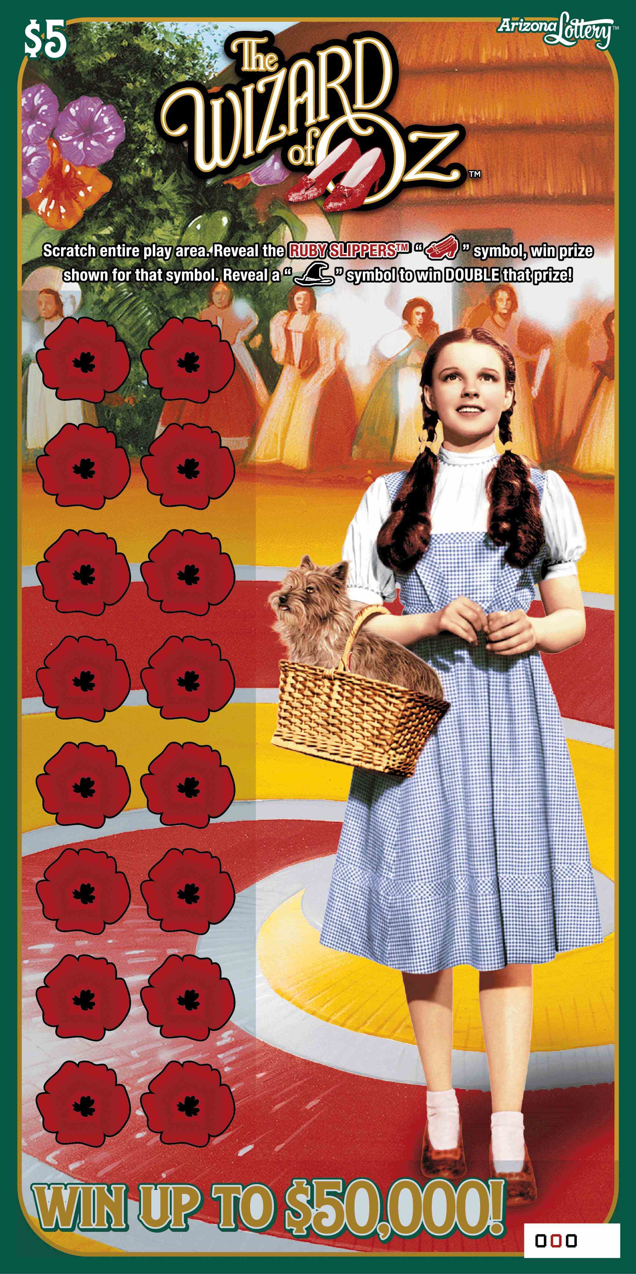 The Wizard Of Oz scratchcard - game number #1513 - front