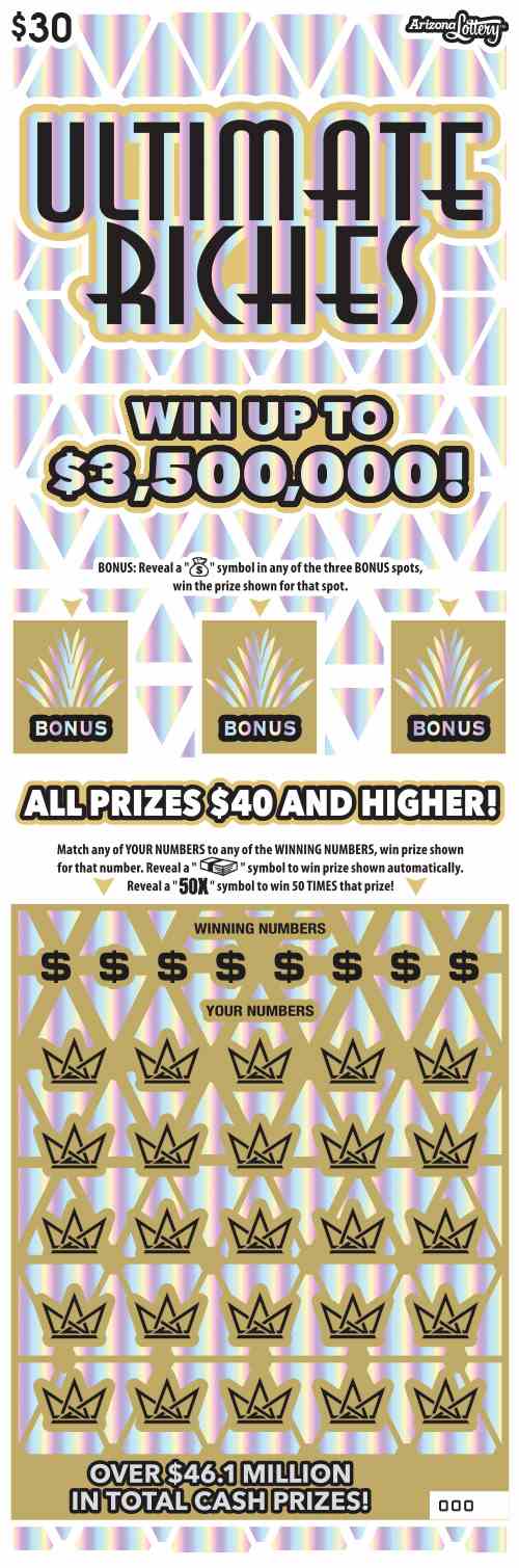 Ultimate Riches scratchcard - game number #1502 - front