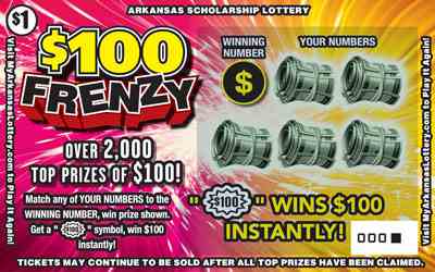 $100 Frenzy scratchcard - game number #820 - front