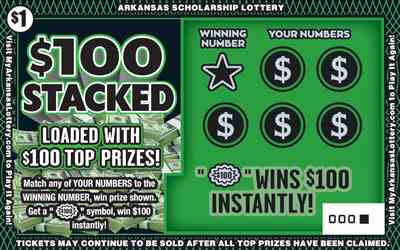 $100 Stacked scratchcard - game number #873 - front