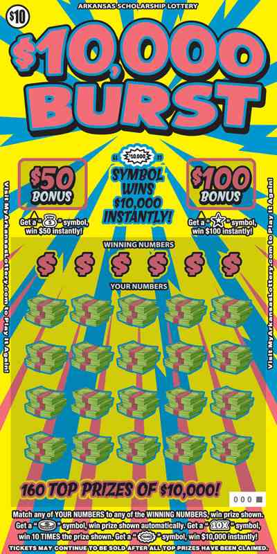 $10,000 Burst scratchcard - game number #907 - front