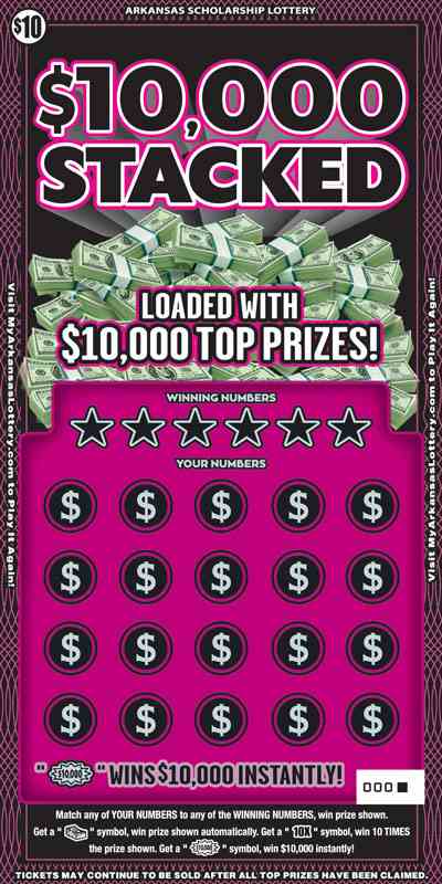 $10,000 Stacked scratchcard - game number #876 - front