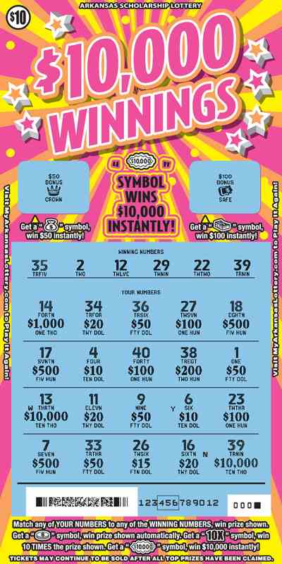 $10,000 Winnings scratchcard - game number #854 - front-scratched