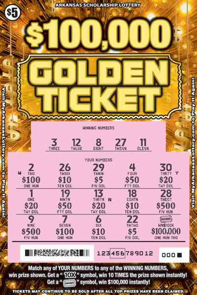 $100,000 Golden Ticket scratchcard - game number #841 - front-scratched