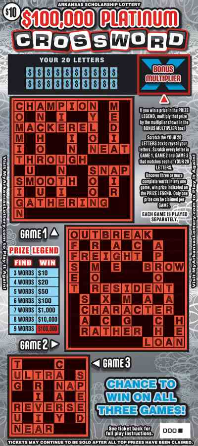 $100,000 Platinum Crossword scratchcard - game number #891 - front
