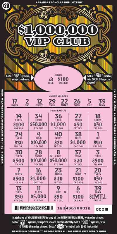 $1,000,000 Vip Club scratchcard - game number #759 - front-scratched