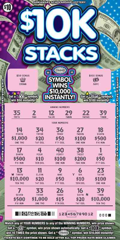 $10K Stacks scratchcard - game number #801 - front-scratched