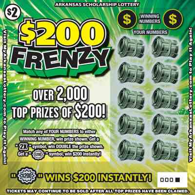 $200 Frenzy scratchcard - game number #821 - front