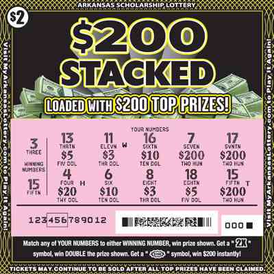 $200 Stacked scratchcard - game number #874 - front-scratched