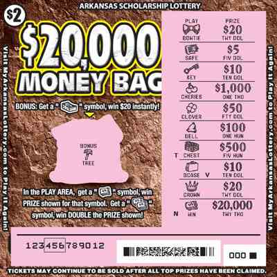 $20,000 Money Bag scratchcard - game number #790 - front-scratched
