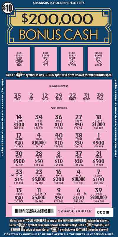 $200,000 Bonus Cash scratchcard - game number #895 - front-scratched