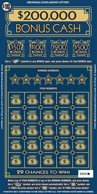 $200,000 Bonus Cash scratchcard - game number #895 - front