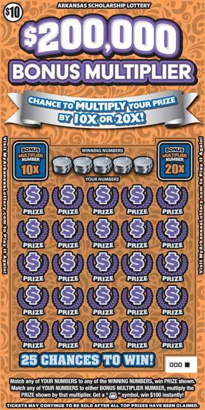 $200,000 Bonus Multiplier scratchcard - game number #871 - front