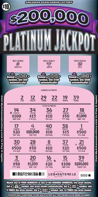$200,000 Platinum Jackpot scratchcard - game number #863 - front-scratched