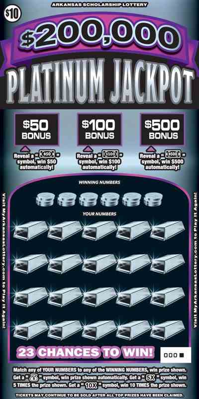 $200,000 Platinum Jackpot scratchcard - game number #863 - front