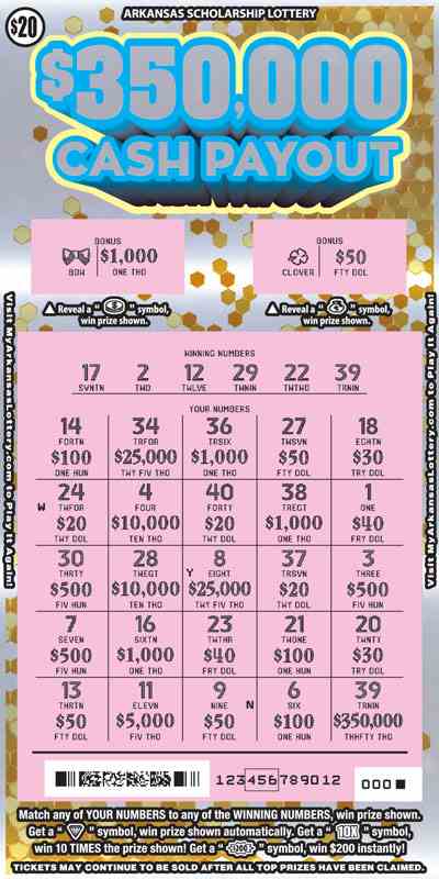 $350,000 Cash Payout scratchcard - game number #802 - front-scratched