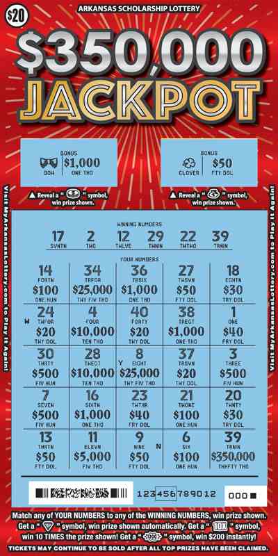 $350,000 Jackpot scratchcard - game number #855 - front-scratched
