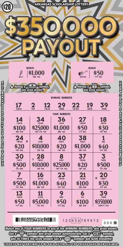 $350,000 Payout scratchcard - game number #908 - front-scratched
