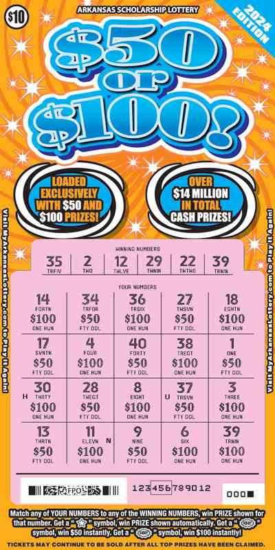 $50 Or $100! 2024 Ed. scratchcard - game number #764 - front-scratched