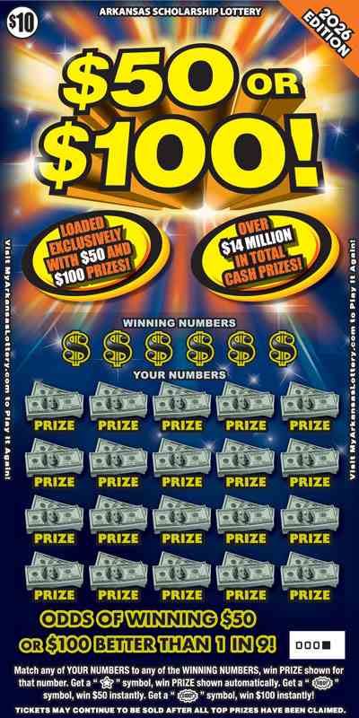 $50 Or $100! 2026 Ed. scratchcard - game number #872 - front