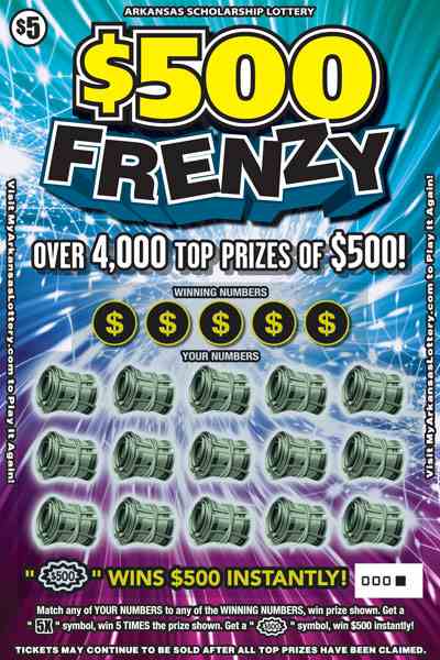 $500 Frenzy scratchcard - game number #822 - front