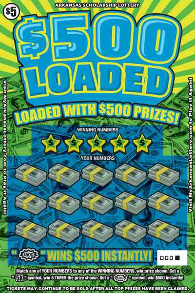 $500 Loaded scratchcard - game number #845 - front