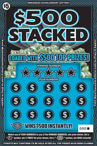 $500 Stacked scratchcard - game number #875 - front