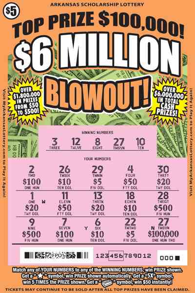 $6 Million Blowout! scratchcard - game number #796 - front-scratched