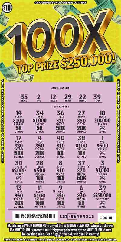 100X scratchcard - game number #885 - front-scratched