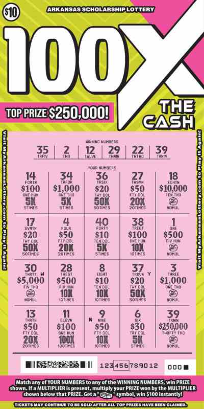 100X The Cash scratchcard - game number #832 - front-scratched