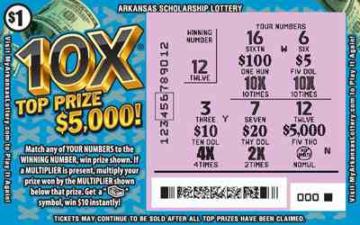 10X® scratchcard - game number #882 - front-scratched