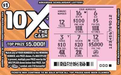 10X® The Cash scratchcard - game number #829 - front-scratched