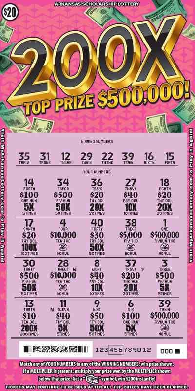 200X scratchcard - game number #886 - front-scratched