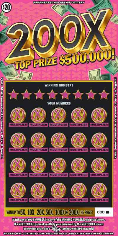 200X scratchcard - game number #886 - front