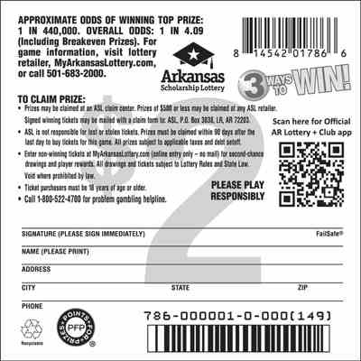 3 Ways To Win! scratchcard - game number #786 - back