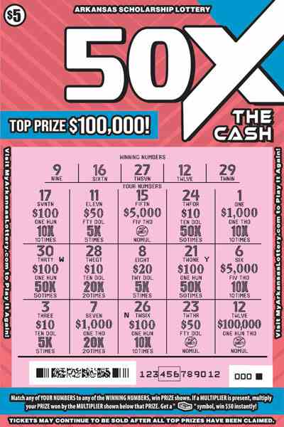 50X The Cash scratchcard - game number #831 - front-scratched