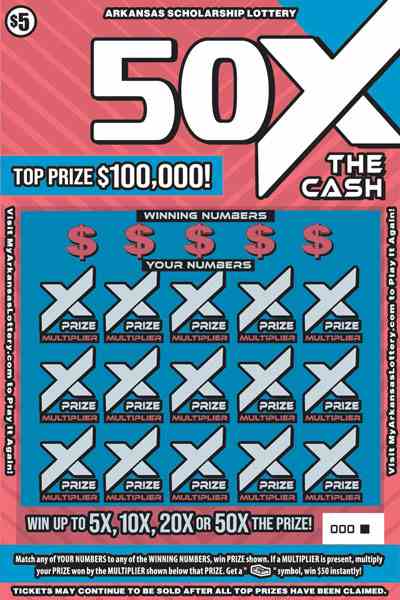 50X The Cash scratchcard - game number #831 - front