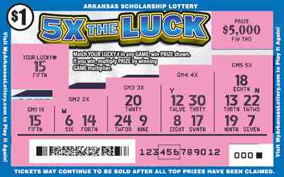 5X The Luck scratchcard - game number #839 - front-scratched