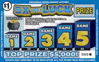 5X The Luck scratchcard - game number #839 - front