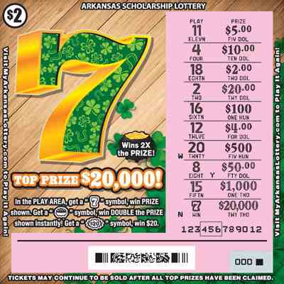 7 scratchcard - game number #834 - front-scratched