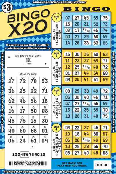 Bingo X20 scratchcard - game number #857 - front-scratched