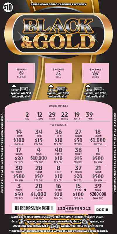 Black & Gold scratchcard - game number #837 - front-scratched
