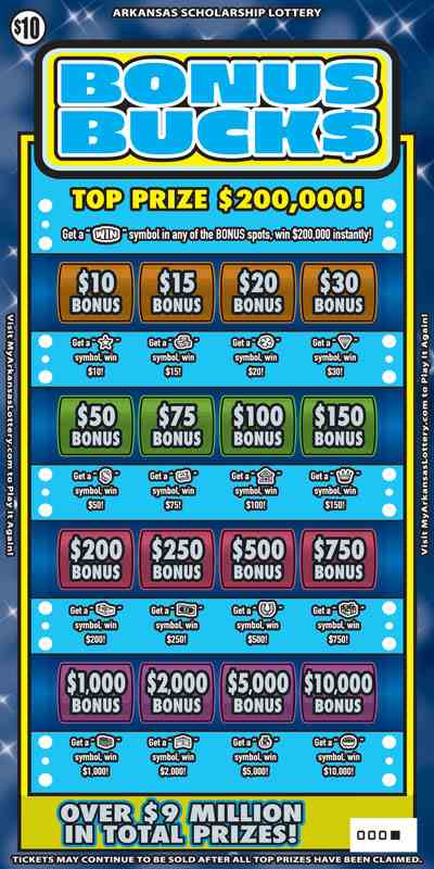 Bonu$ Buck$ scratchcard - game number #792 - front