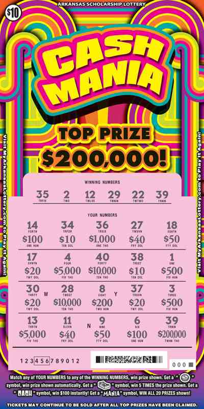 Cash Mania scratchcard - game number #899 - front-scratched