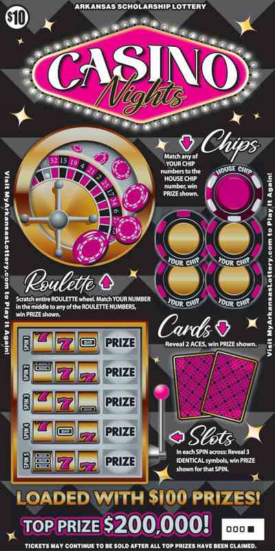 Casino Nights scratchcard - game number #788 - front