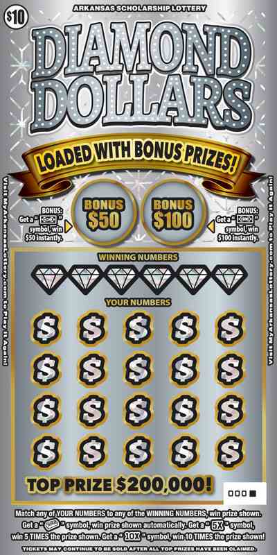 Diamond Dollars scratchcard - game number #828 - front