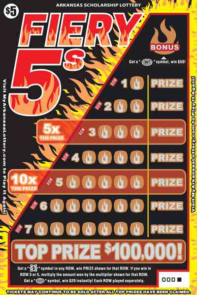 Fiery 5S scratchcard - game number #858 - front